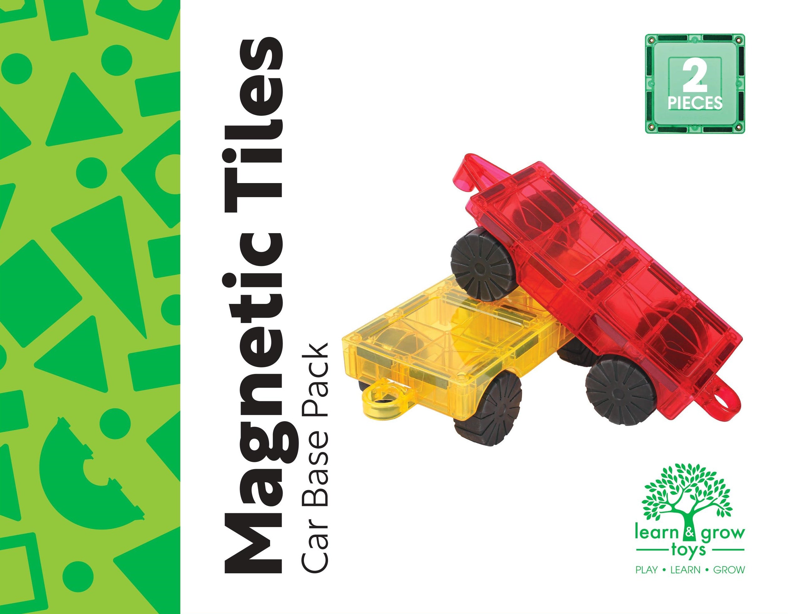 Learn And Grow - Magnetisch constructiespeelgoed Car Pack - 2 stuks