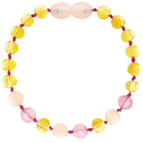 Barnsteen volwassenen armbandje - lemon - rozenkwarts - jade (19 cm)