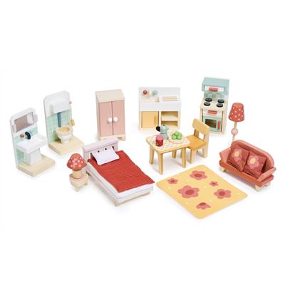 Tender Leaf Toys - Houten poppenhuis gemeubileerd - Foxtail villa roze