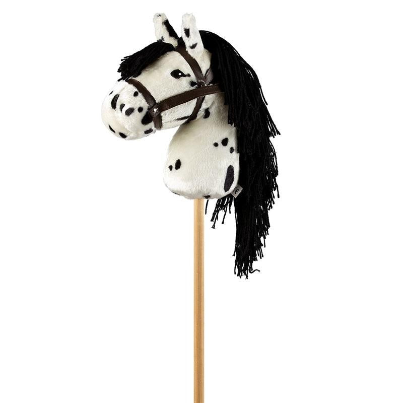 ByAstrup - Stokpaard Wit met zwart Gestippeld in rugzak