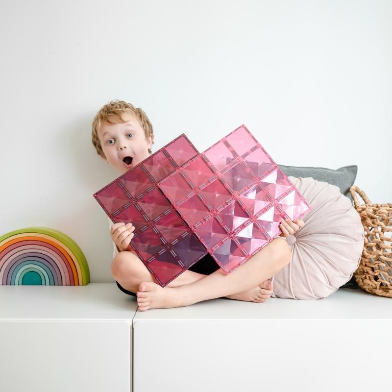 Connetix - 2 Pastel Pink Berry basisplaten 30 x 30 cm - magnetisch constructiespeelgoed