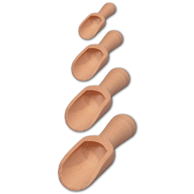 4 montessori houten schepjes voor sensorisch spel