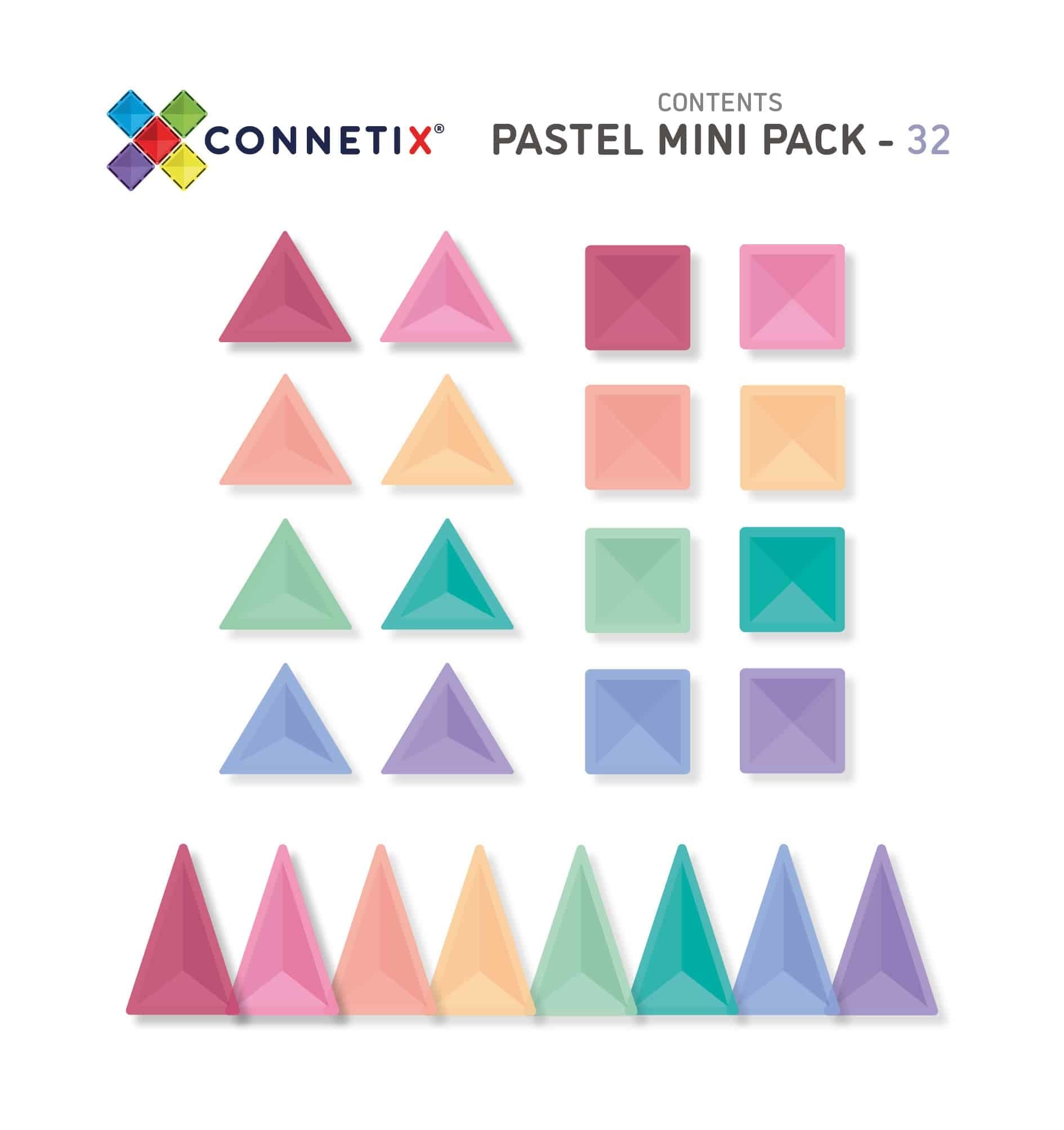 Connetix - Pastel Mini 32 stuks - magnetisch constructiespeelgoed