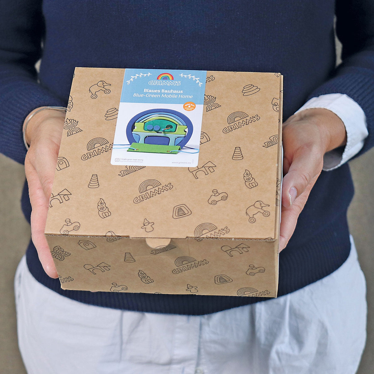 Grimm's - Blauw-groen mobiel poppenhuis to-go
