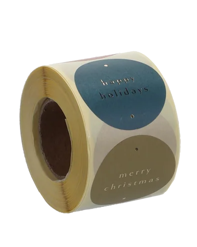 Stickers op rol - 500 stuks - etiketten in 3 kleuren - merry christmas - best wishes - happy holidays