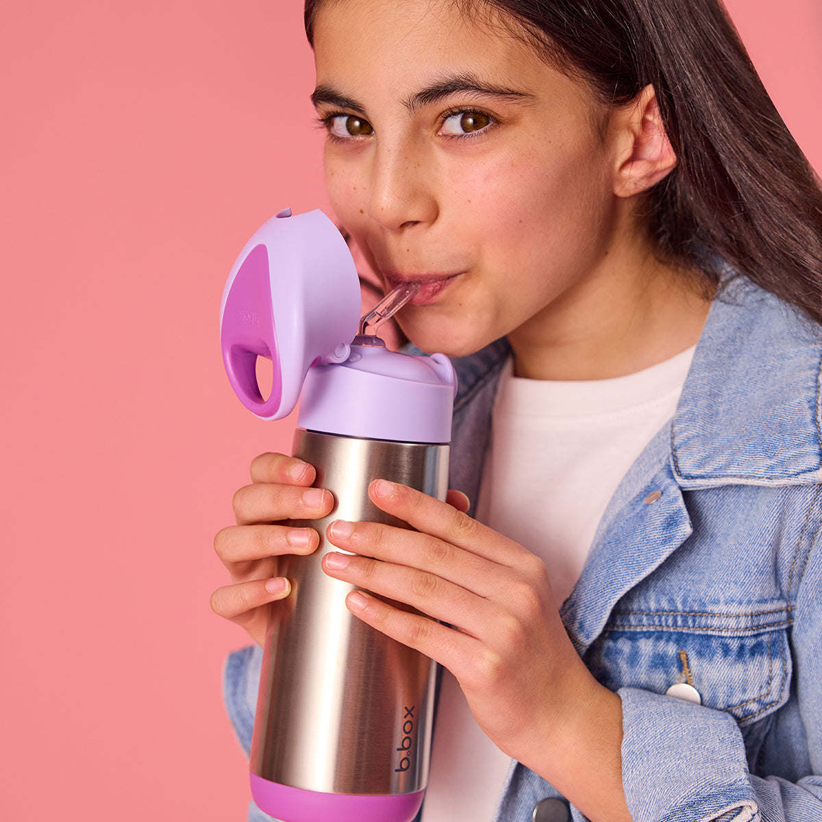 b.box - Geïsoleerde drinkfles met rietje 500 ml - sugar plum