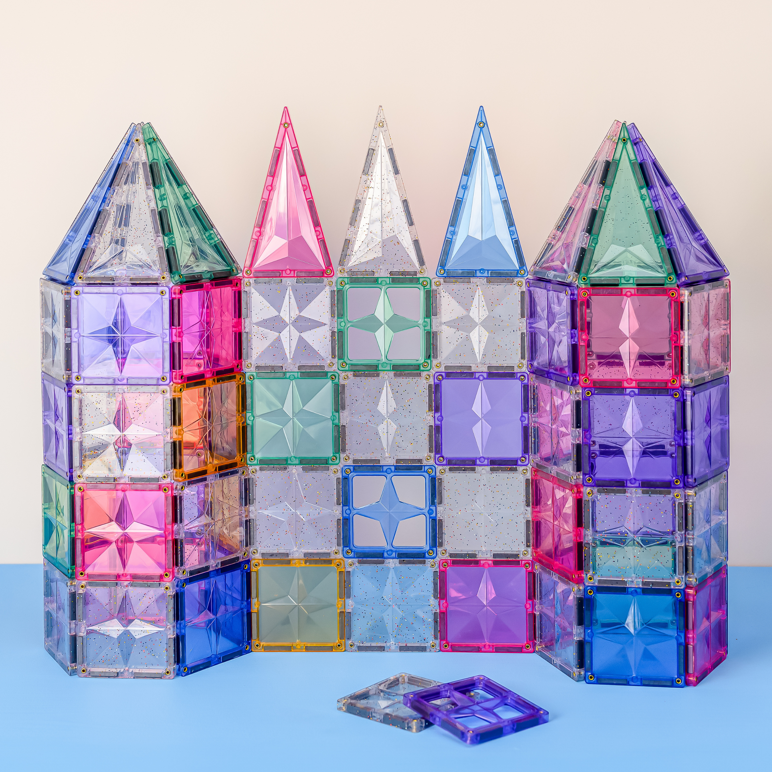 Coblo PROMO Pastel 10 gratis glitter tegels - 100 stuks - Magnetisch constructiespeelgoed
