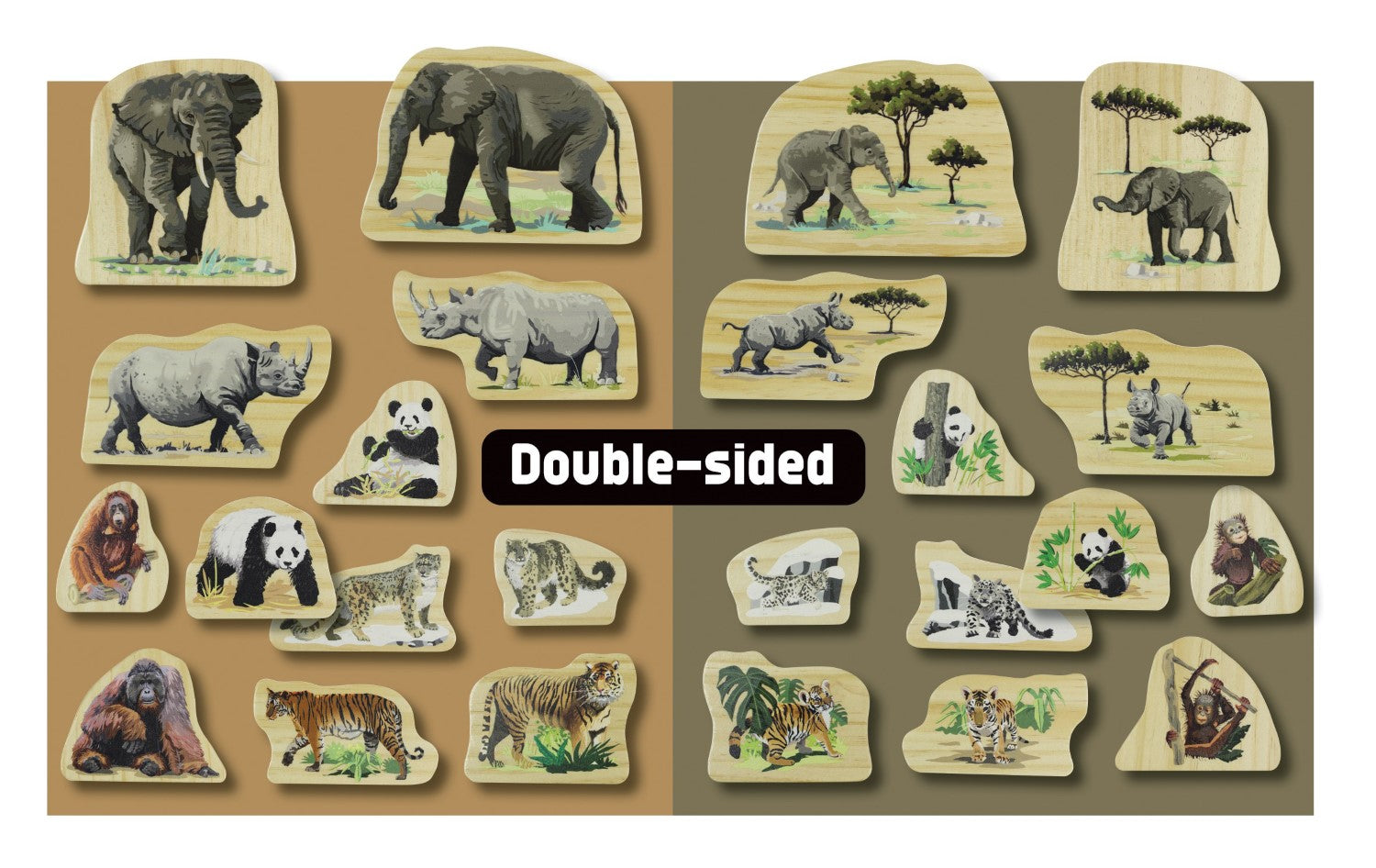 Yellow Door - Bedreigde dierenfamilies houten karakters