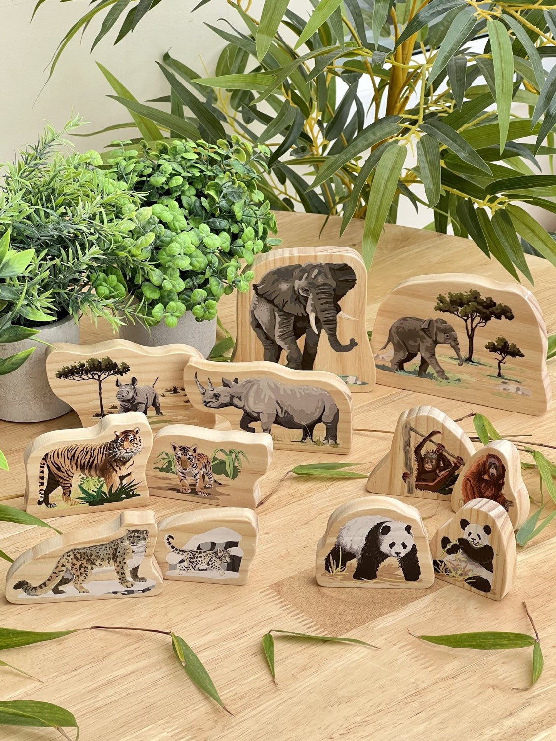 Yellow Door - Bedreigde dierenfamilies houten karakters