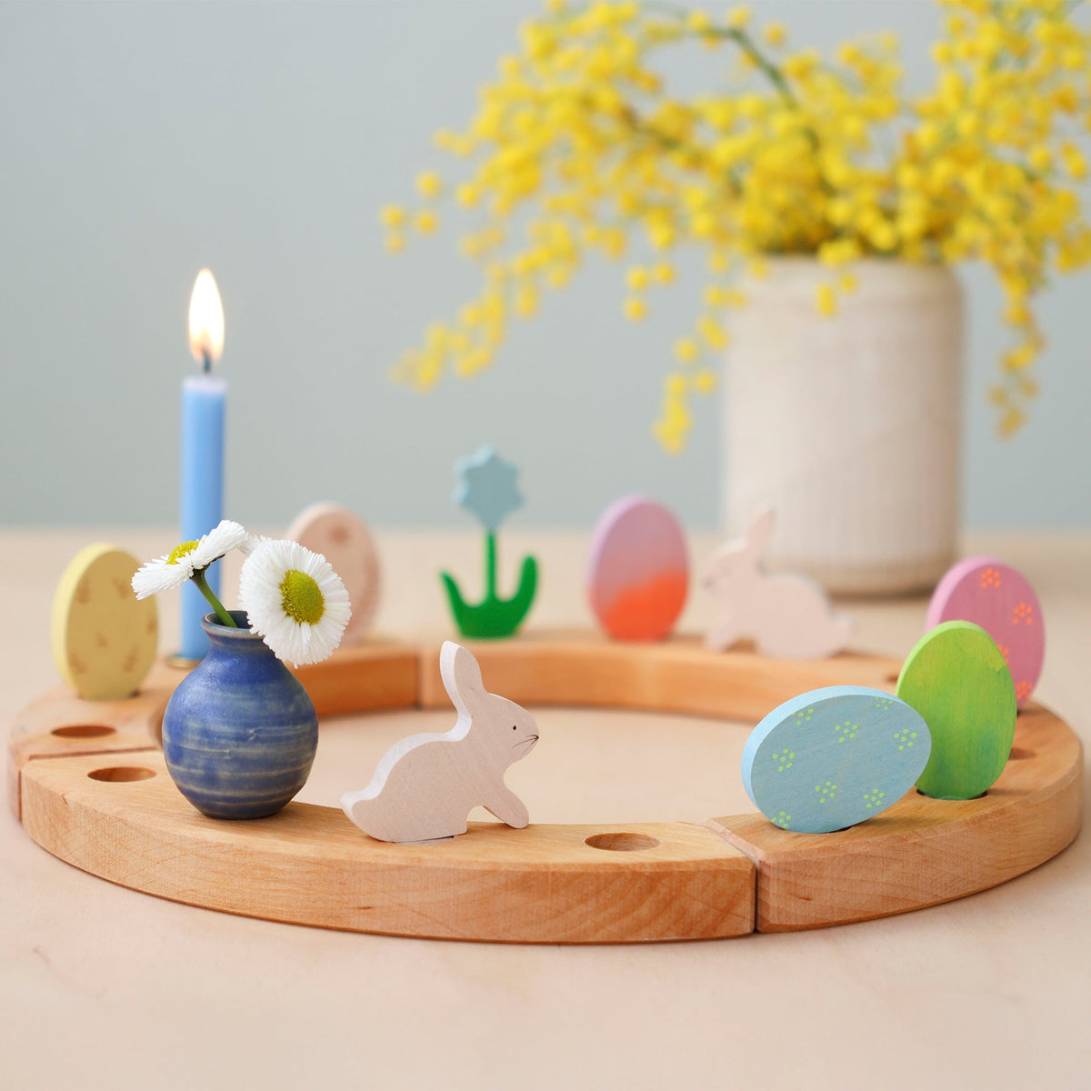 Grimm's - Paaseitjes Bloemen Duo – Houten Stekers voor Jaarring