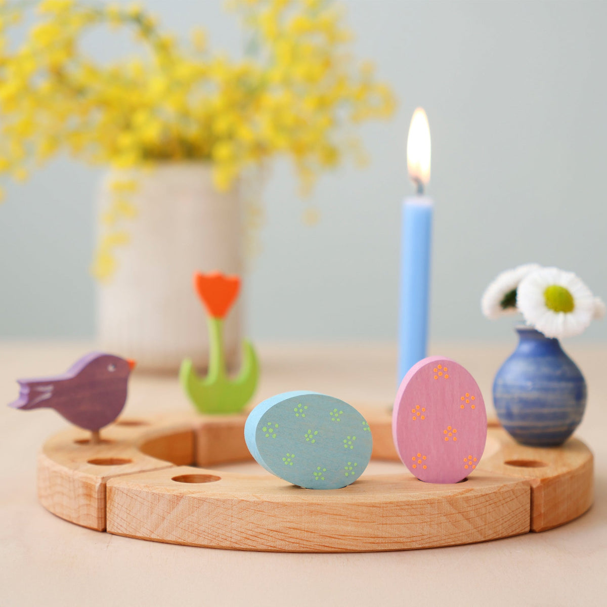 Grimm's - Paaseitjes Bloemen Duo – Houten Stekers voor Jaarring