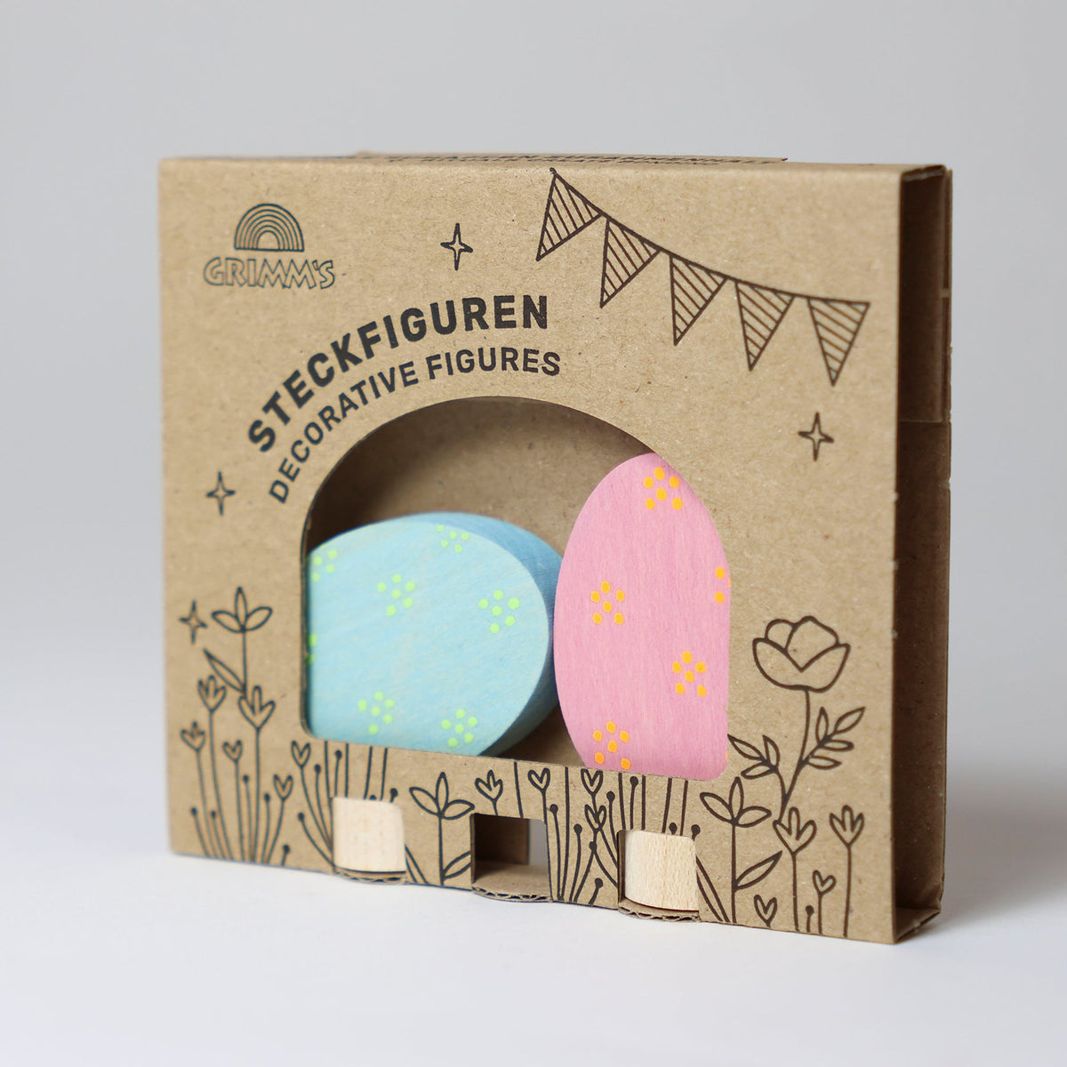 Grimm's - Paaseitjes Bloemen Duo – Houten Stekers voor Jaarring