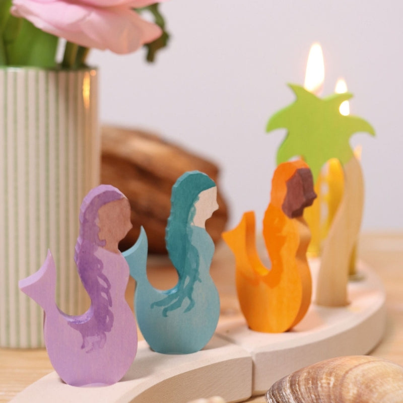 Grimm's - Houten steker - zeemeermin - paars