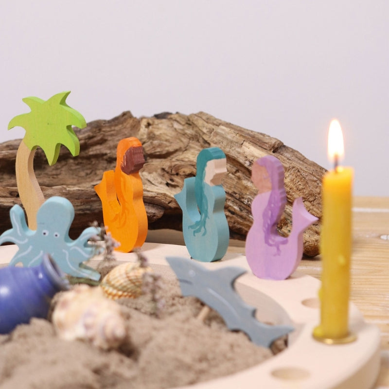 Grimm's - Houten steker - zeemeermin - paars