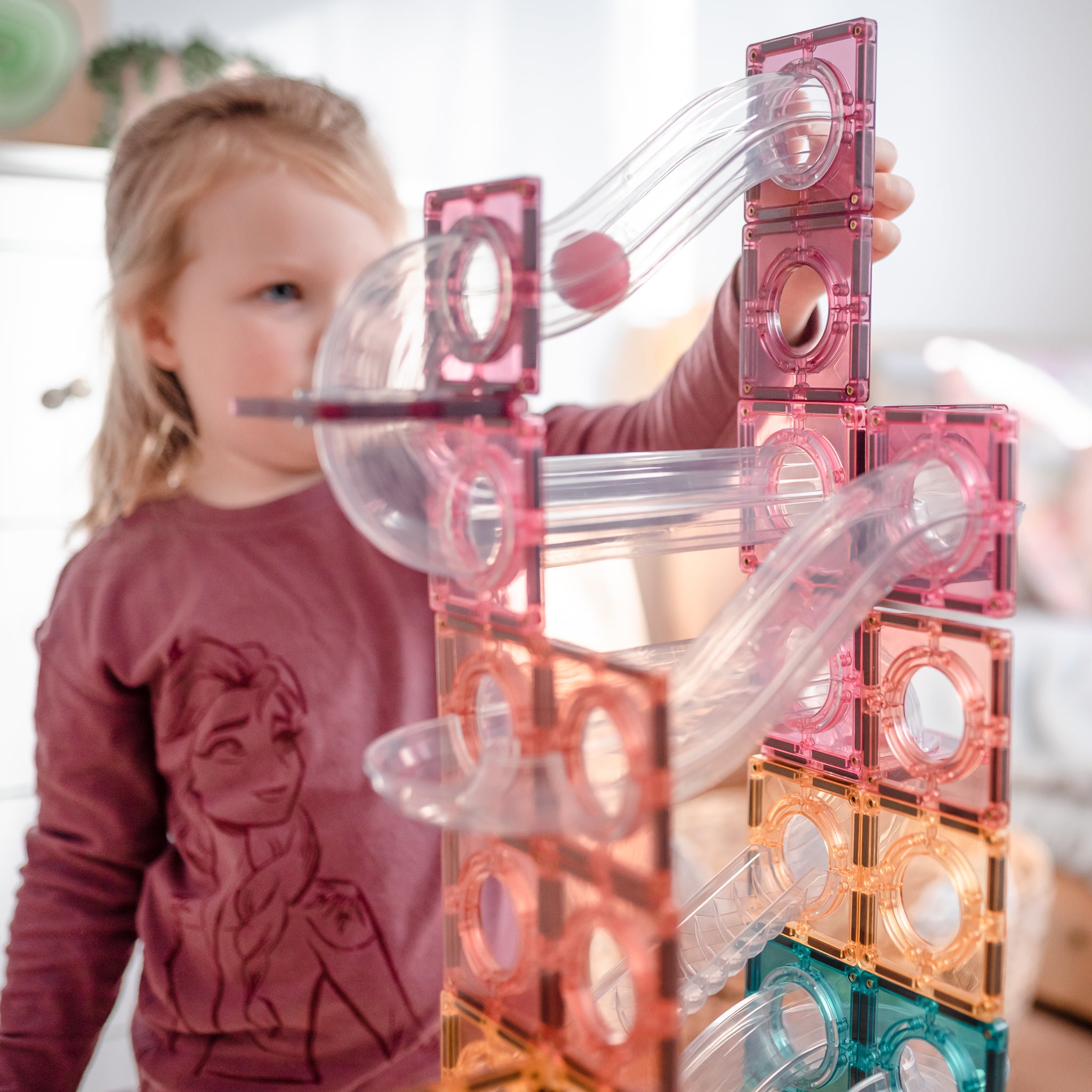 CONNETIX - Pastel Ball Run Pack knikkerbaan 106 stuks - magnetisch constructiespeelgoed