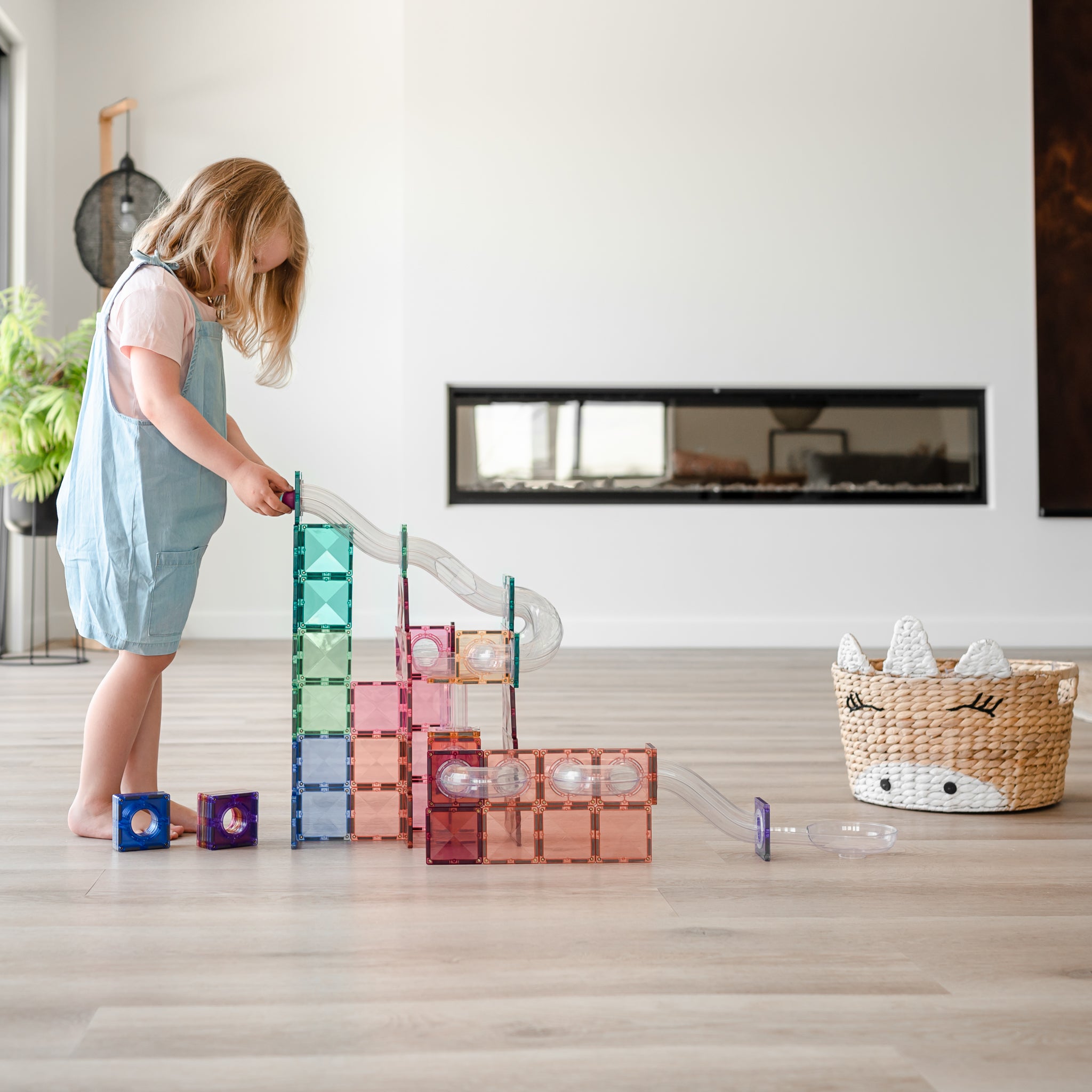 CONNETIX - Pastel Ball Run Pack knikkerbaan Uitbreiding 80 stuks - magnetisch constructiespeelgoed