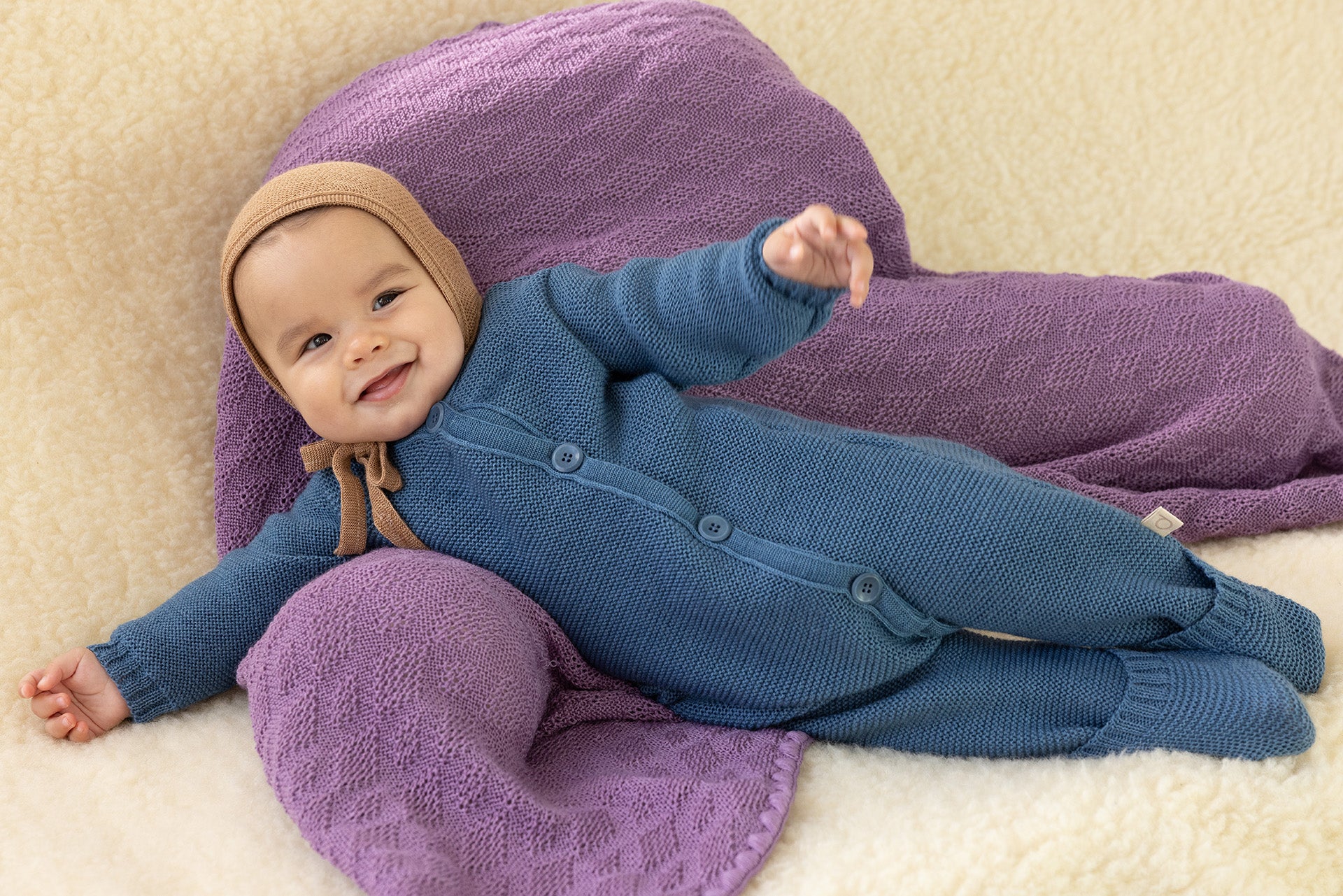 Disana - wollen (wikkel)deken 80x100cm gebreid Lilac