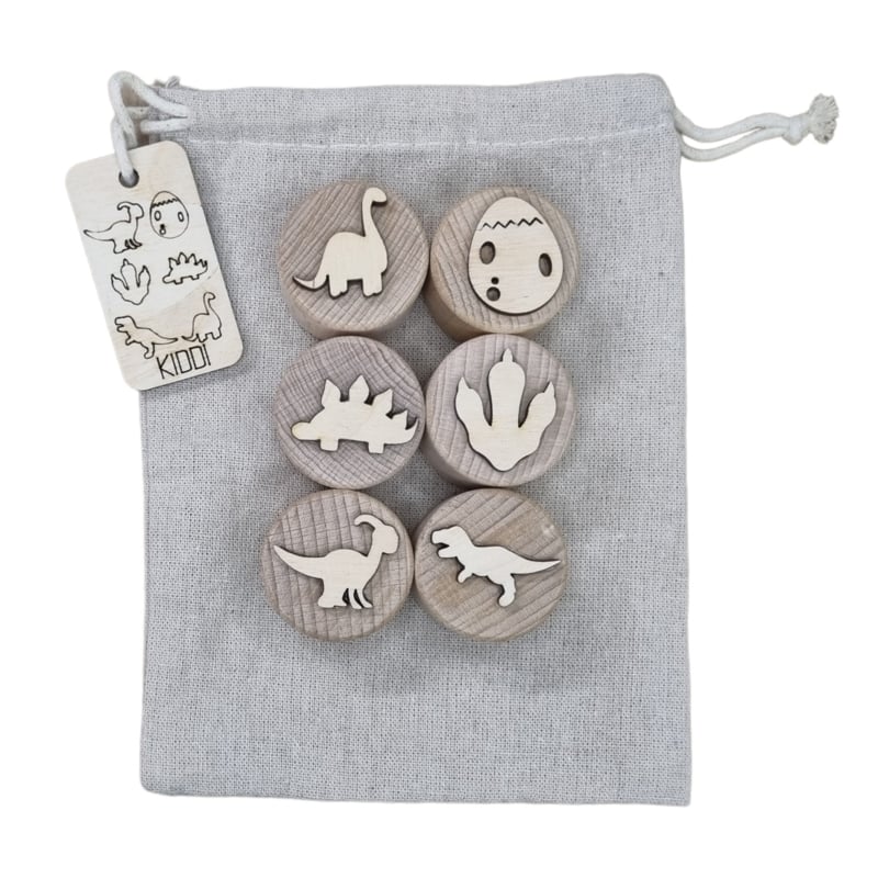 Kiddi - Houten stempelset Dino met 6 stempels