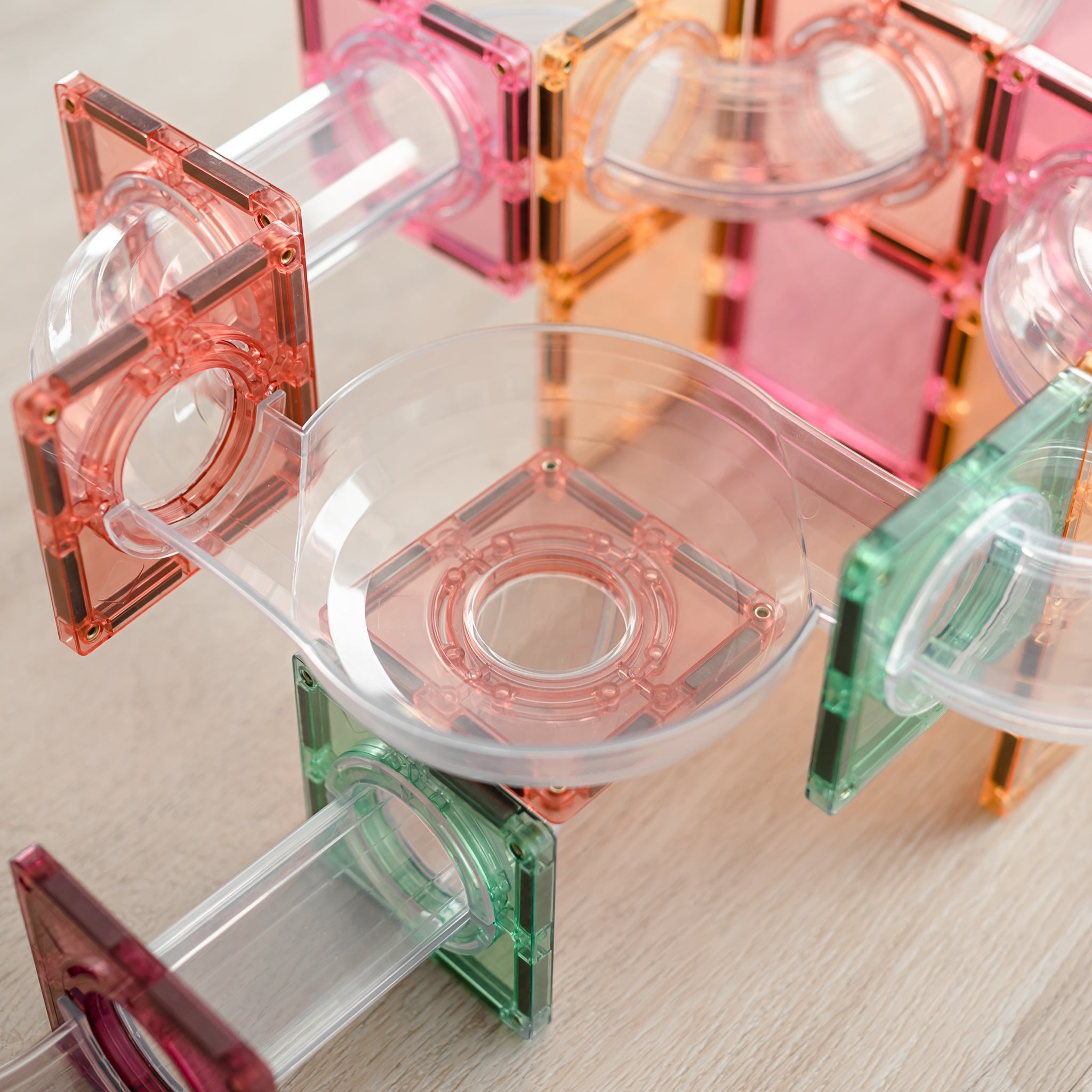 CONNETIX - Pastel Ball Run Pack knikkerbaan Uitbreiding 80 stuks - magnetisch constructiespeelgoed