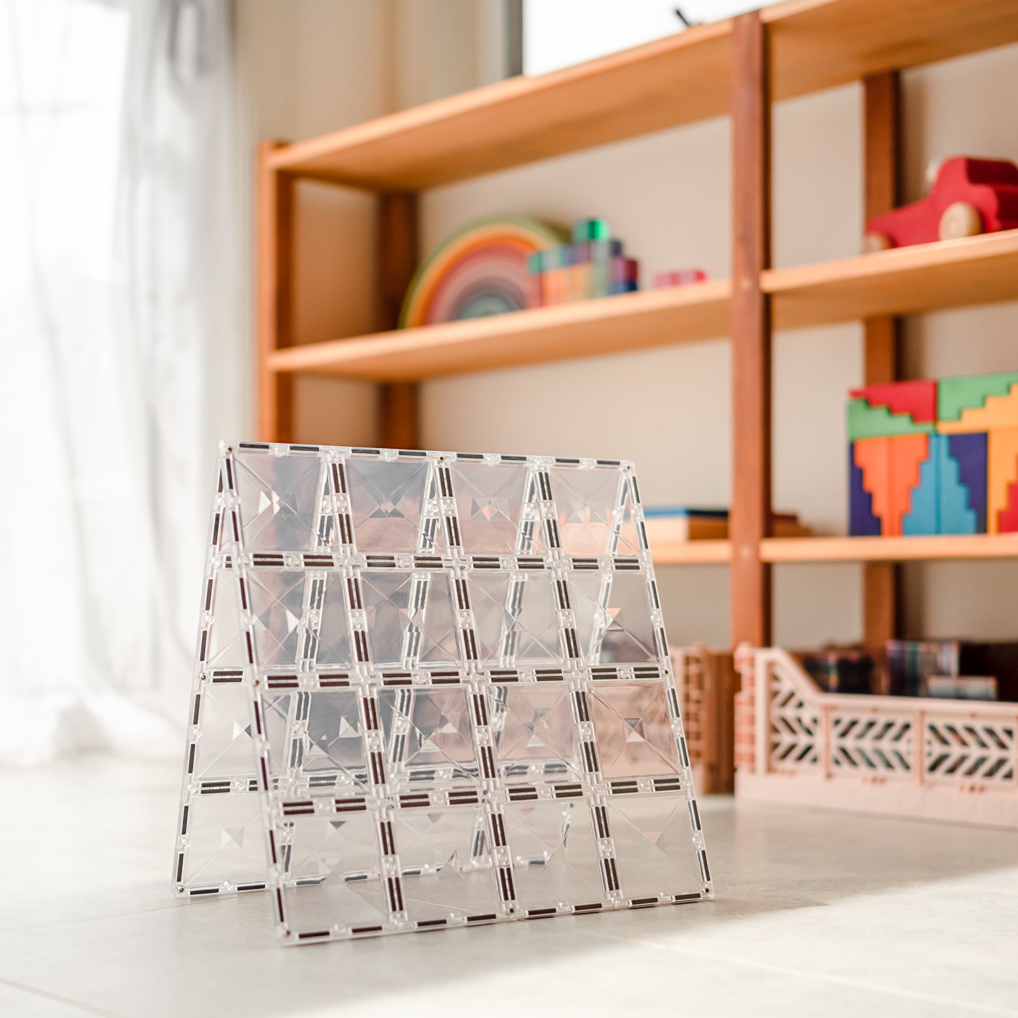 CONNETIX - 2 Clear basisplaten 30 x 30 cm - magnetisch constructiespeelgoed