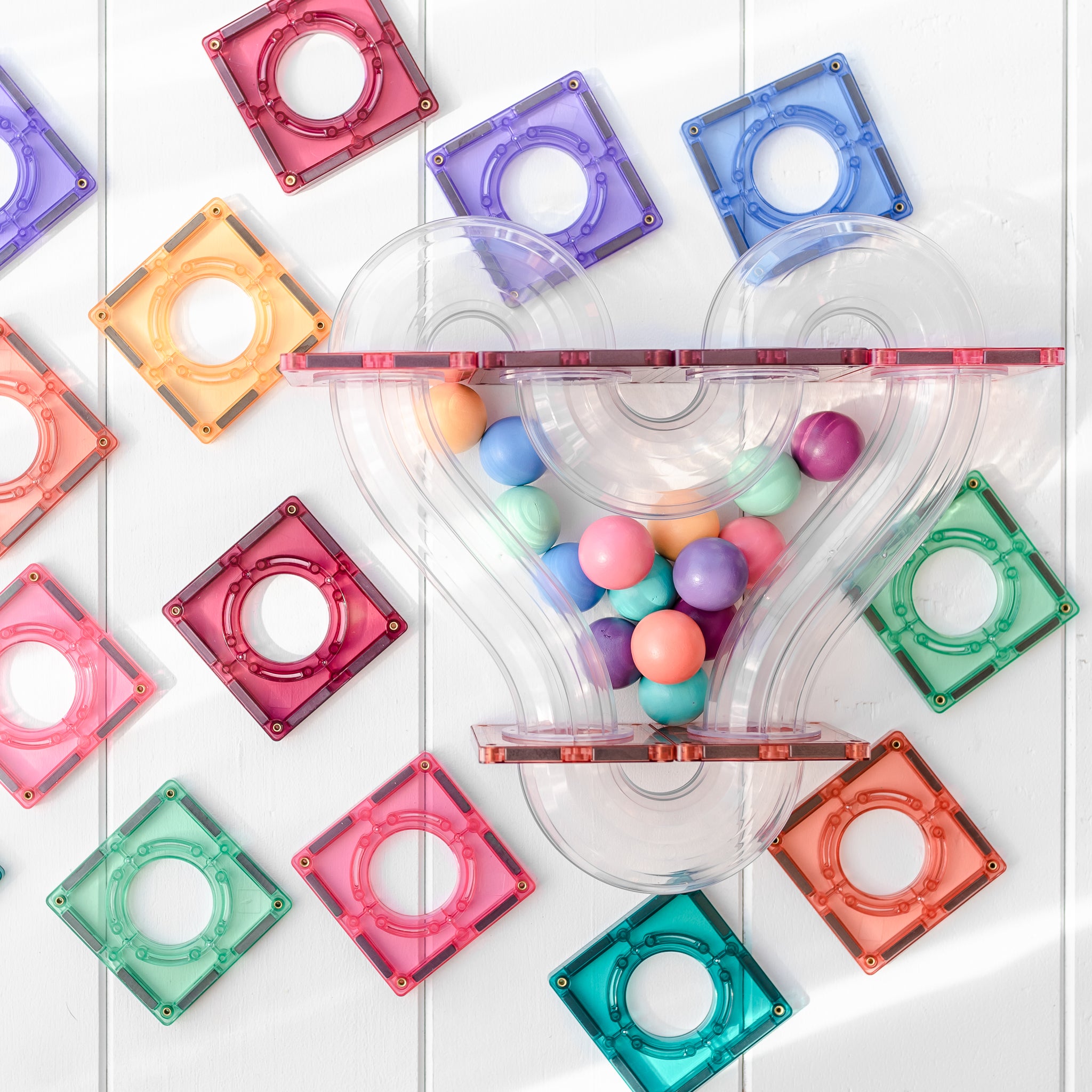 CONNETIX - Pastel Ball Run Pack knikkerbaan 106 stuks - magnetisch constructiespeelgoed