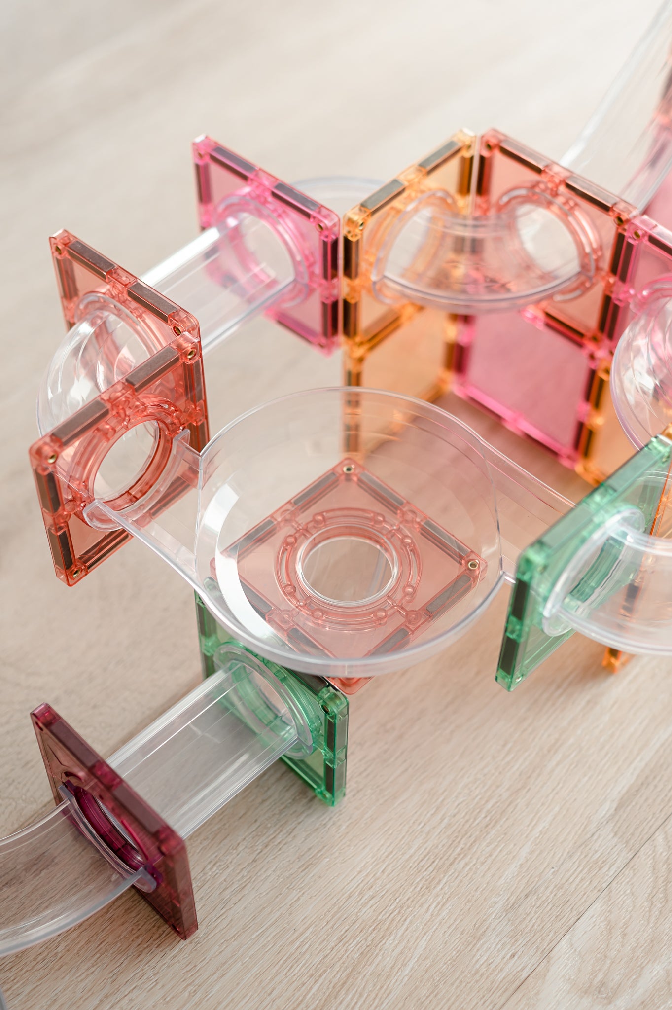 CONNETIX - Pastel Ball Run Pack knikkerbaan Uitbreiding 80 stuks - magnetisch constructiespeelgoed