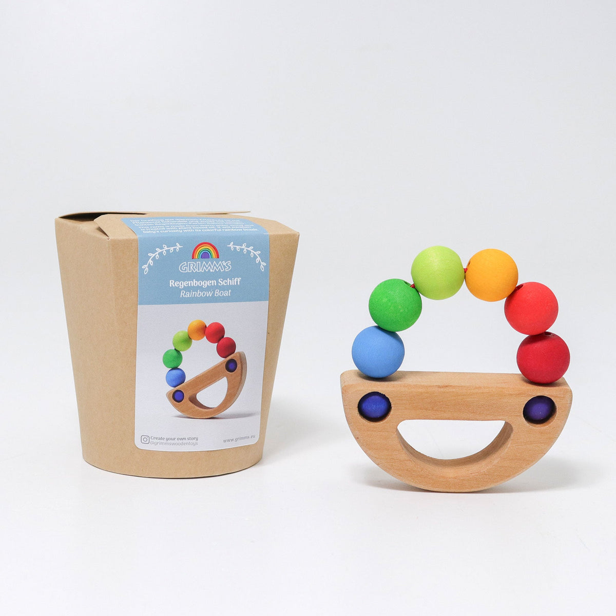 Grimm's - Regenboog Boot Grijpspeelgoed met Kralen