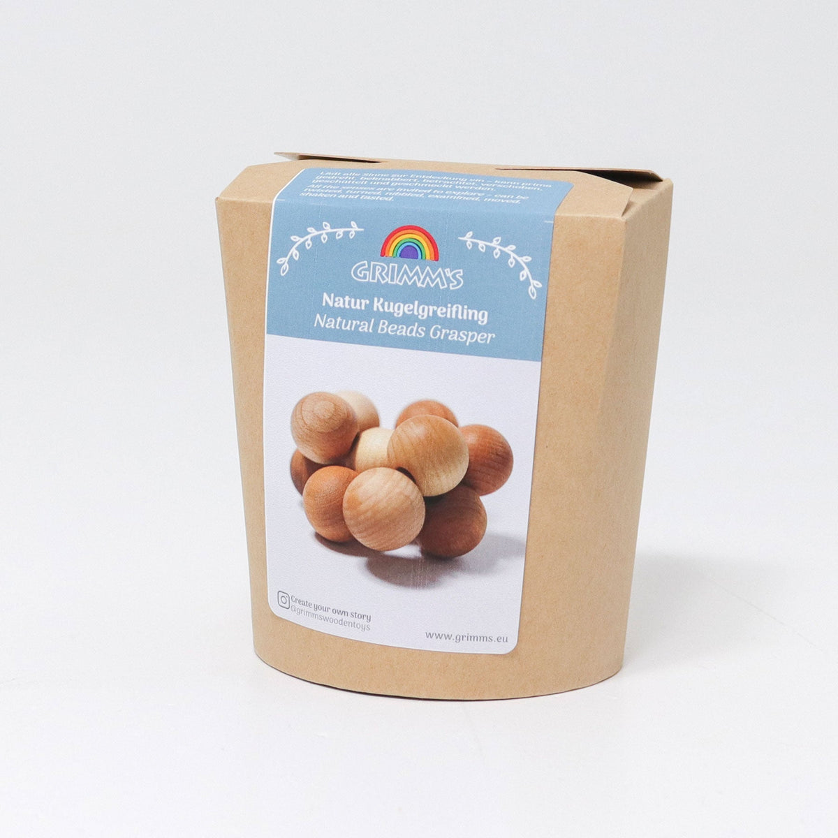 Grimm's - Grijpring met 12 houten kralen