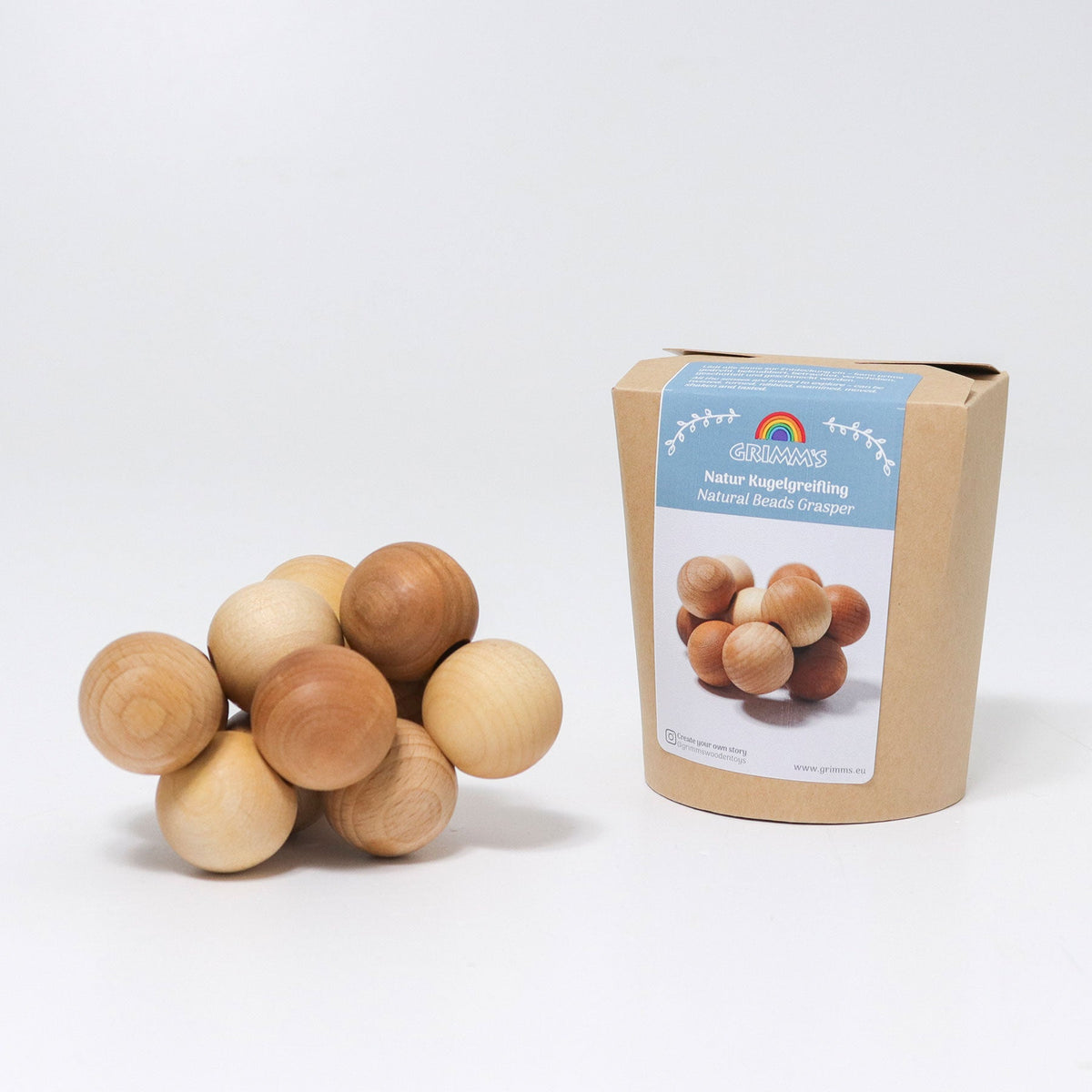 Grimm's - Grijpring met 12 houten kralen