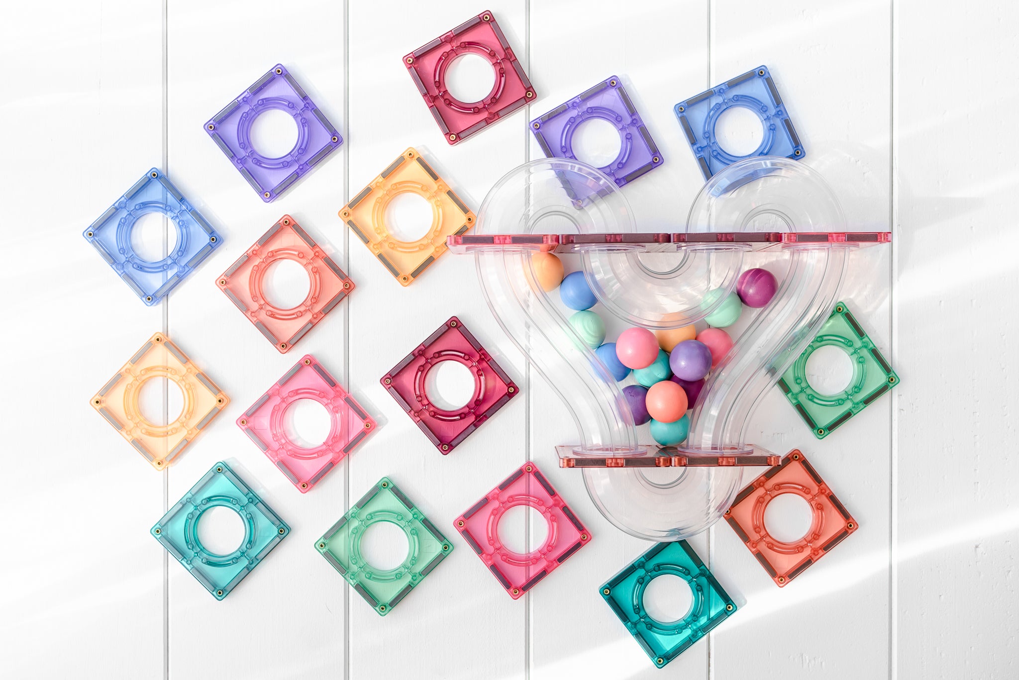 CONNETIX - Pastel Ball Run Pack knikkerbaan 106 stuks - magnetisch constructiespeelgoed