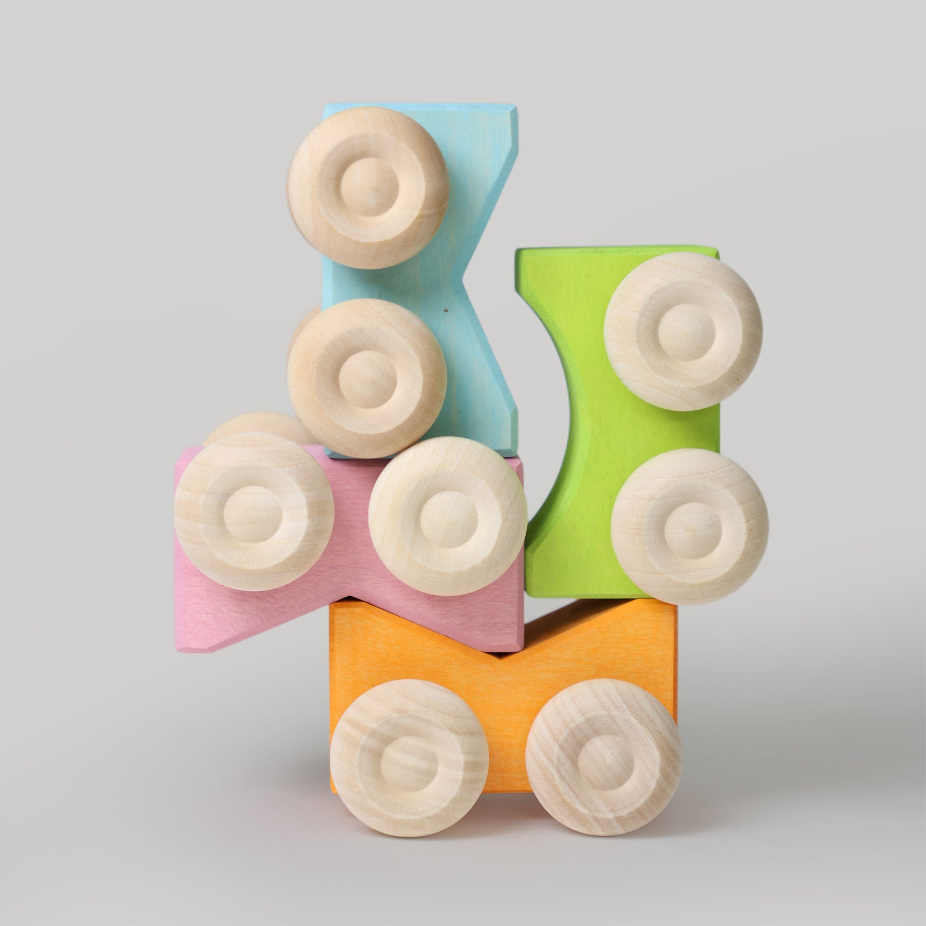 Grimm's - Houten stapel auto's Roze