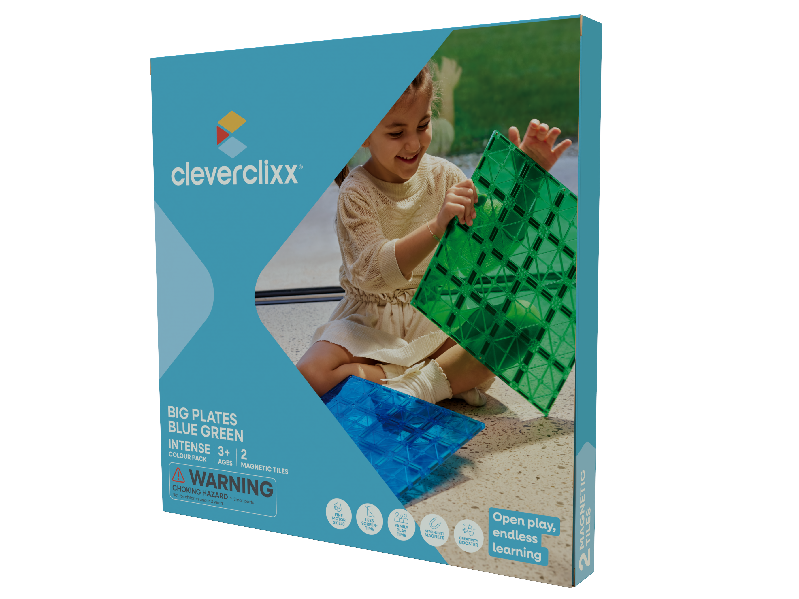 Cleverclixx - Cleverclixx - Grote Platen Blauw Groen 2 Stuks