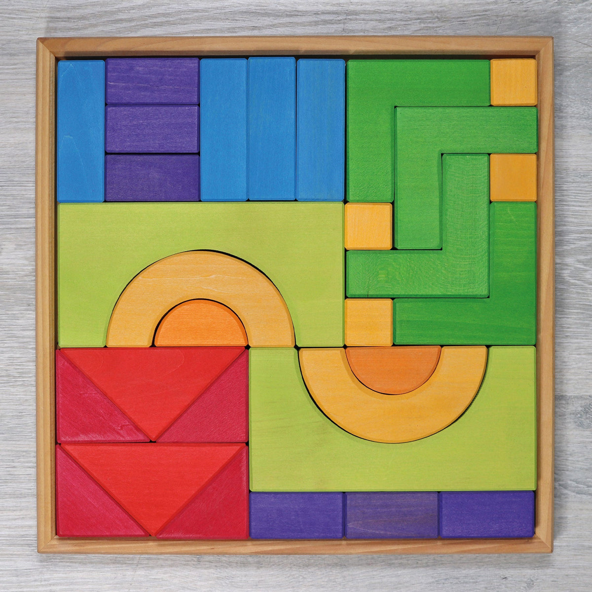 Grimm's - Basis Bouwset 1 - 30 Grote Houten Blokken in Frame