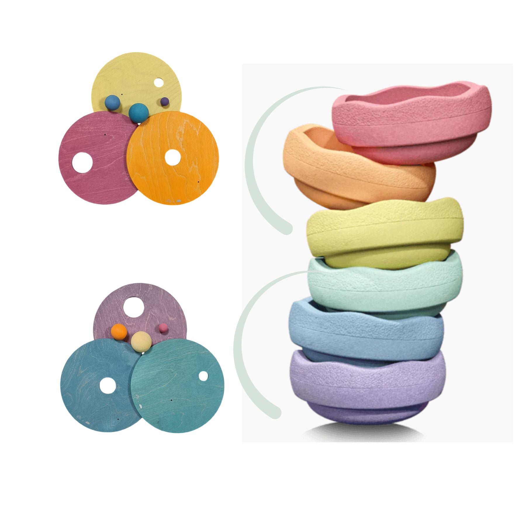 Grimm's x Stapelstein® Rolling Discs Cool Pastel