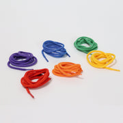 Grimm's - Regenboog rijgkoorden katoen 80 cm - 6 stuks