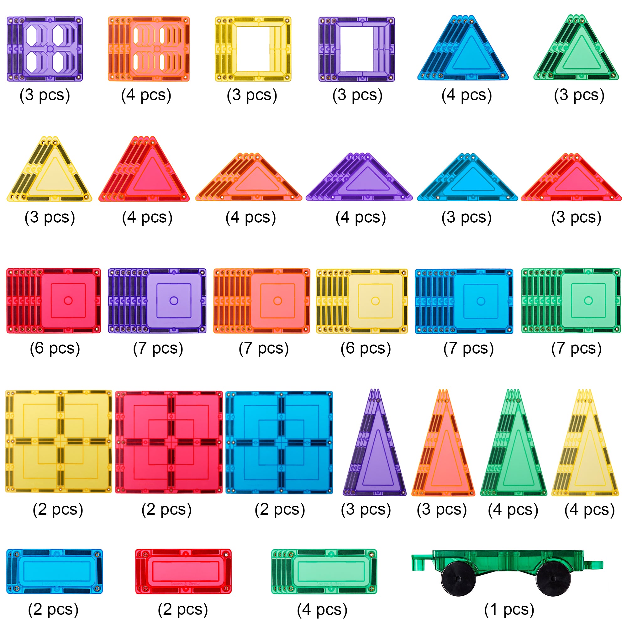 Learn And Grow - Magnetisch constructiespeelgoed Builders Pack - 110 stuks