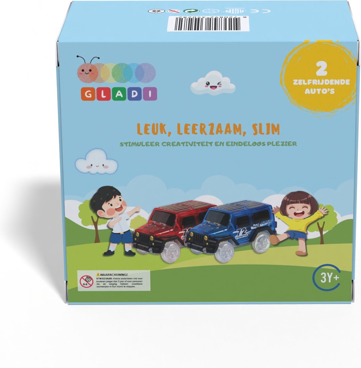 Gladi Tiles - 2 racebaan auto's - Magnetic Tiles - Magnetisch Speelgoed