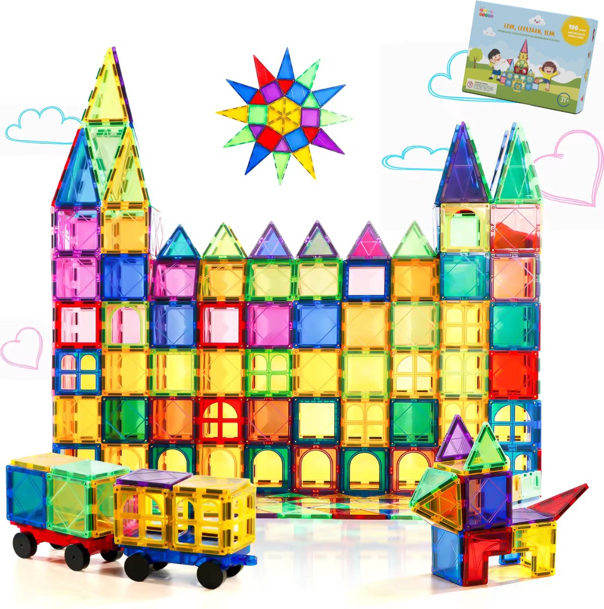 Gladi Tiles - 100 stuks - Magnetic Tiles - Magnetisch Speelgoed