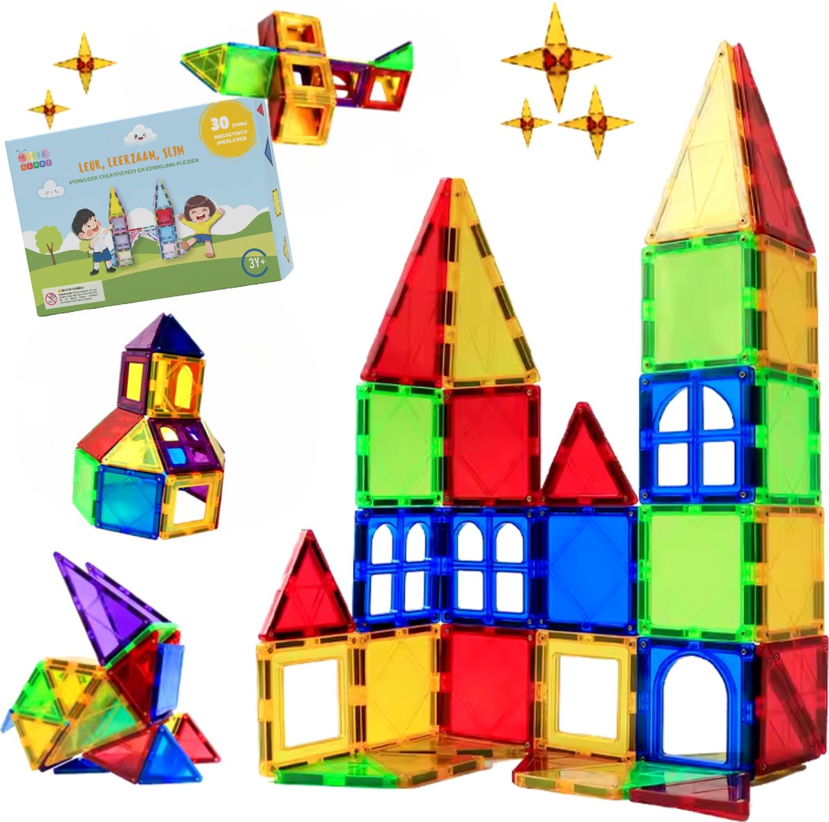 Gladi Tiles - 30 stuks - Magnetic Tiles - Magnetisch Speelgoed