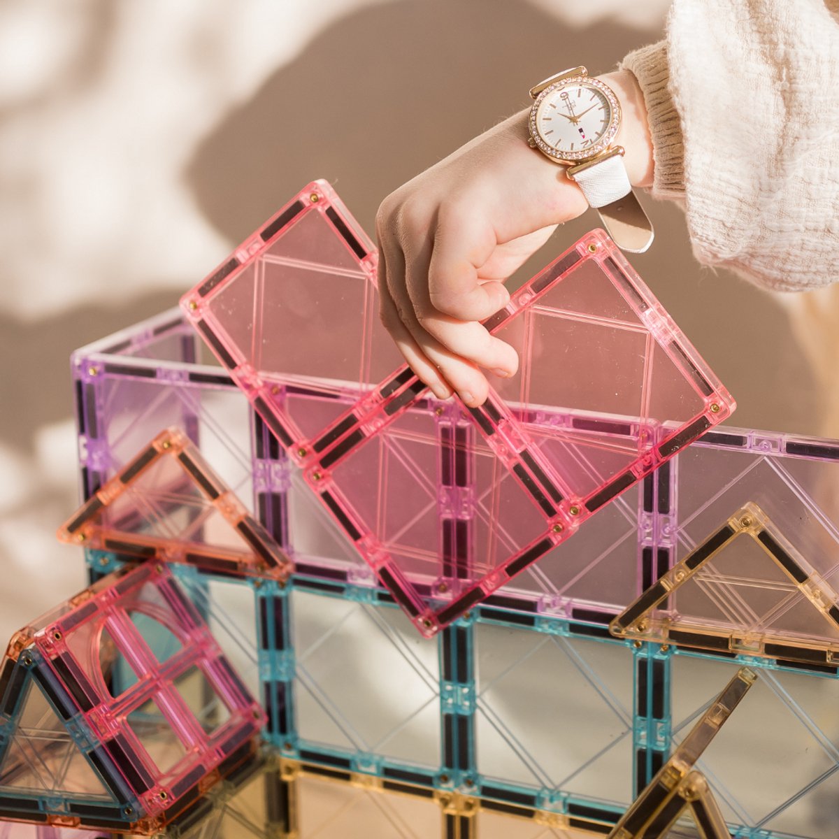 Gladi Tiles - 100 stuks Pastel - Magnetic Tiles - Magnetisch Speelgoed