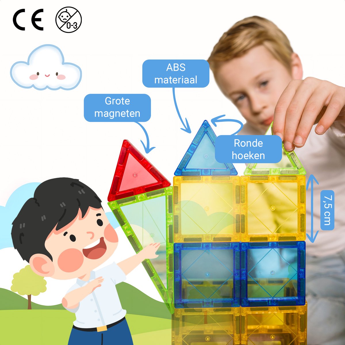 Gladi Tiles - 40 micro tegels - Magnetic Tiles - Magnetisch Speelgoed