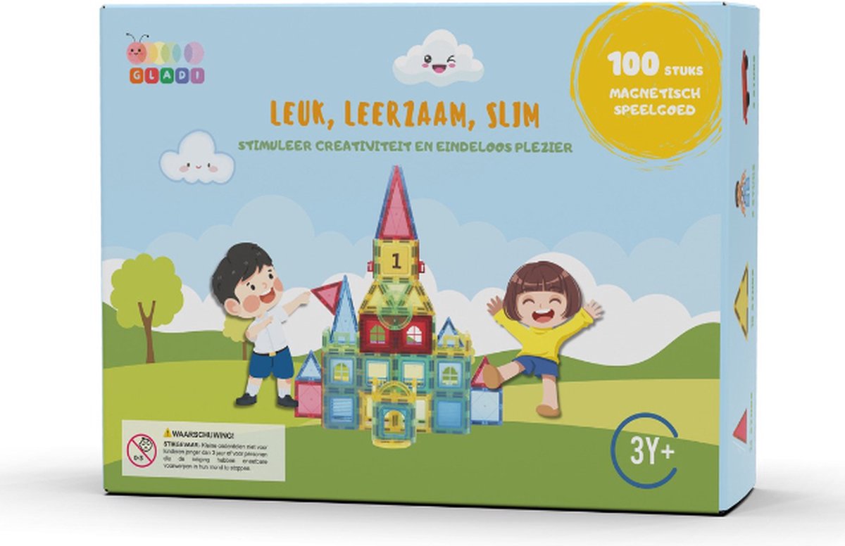 Gladi Tiles - 100 stuks - Magnetic Tiles - Magnetisch Speelgoed