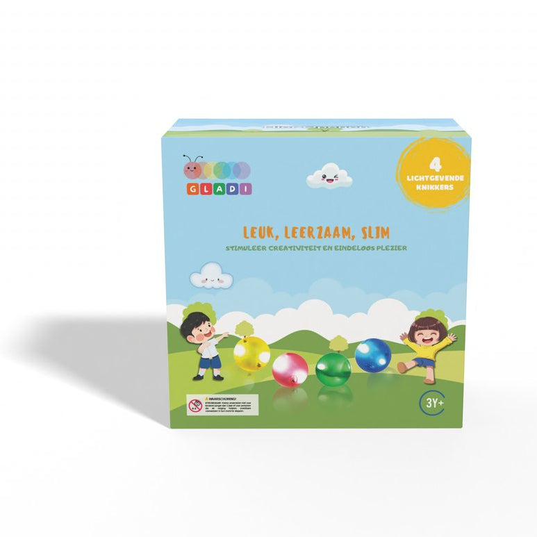 Gladi Tiles - 4 lichtgevende ballen voor knikkerbaan - Magnetic Tiles - Magnetisch Speelgoed