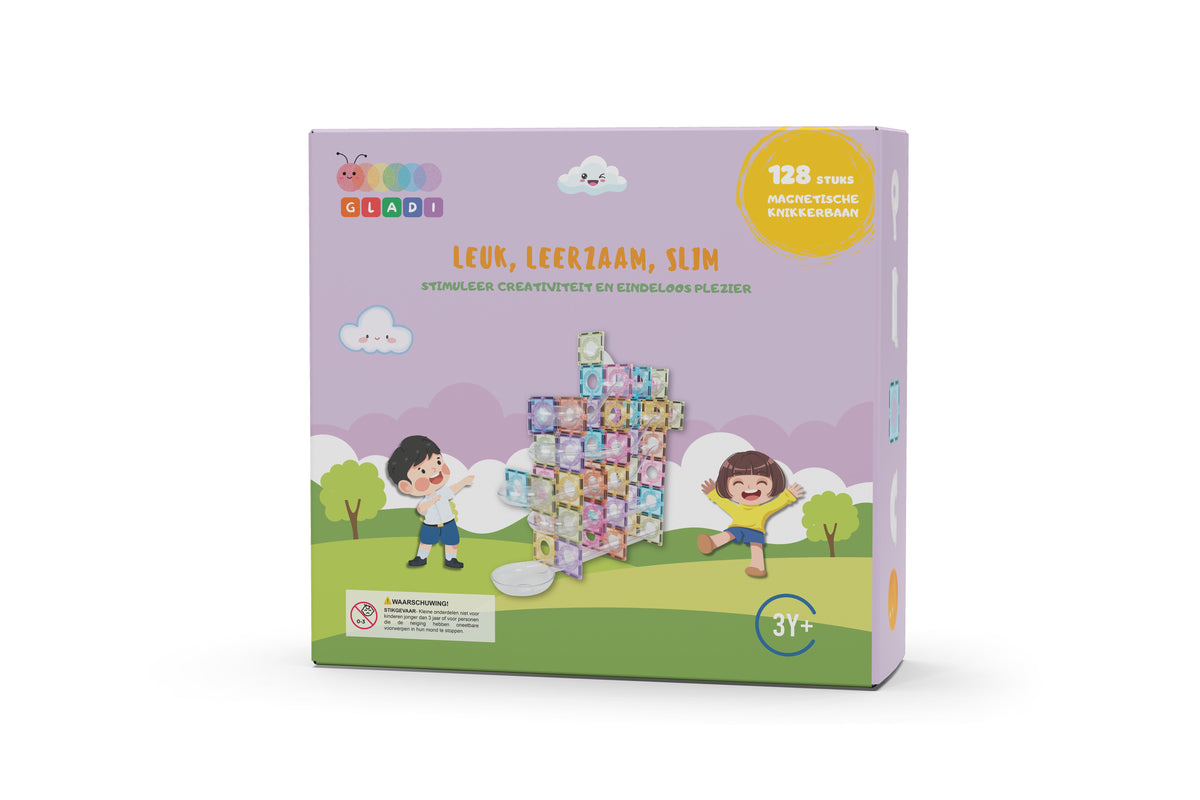 Gladi Tiles knikkerbaan Pastel 128 stuks verpakking