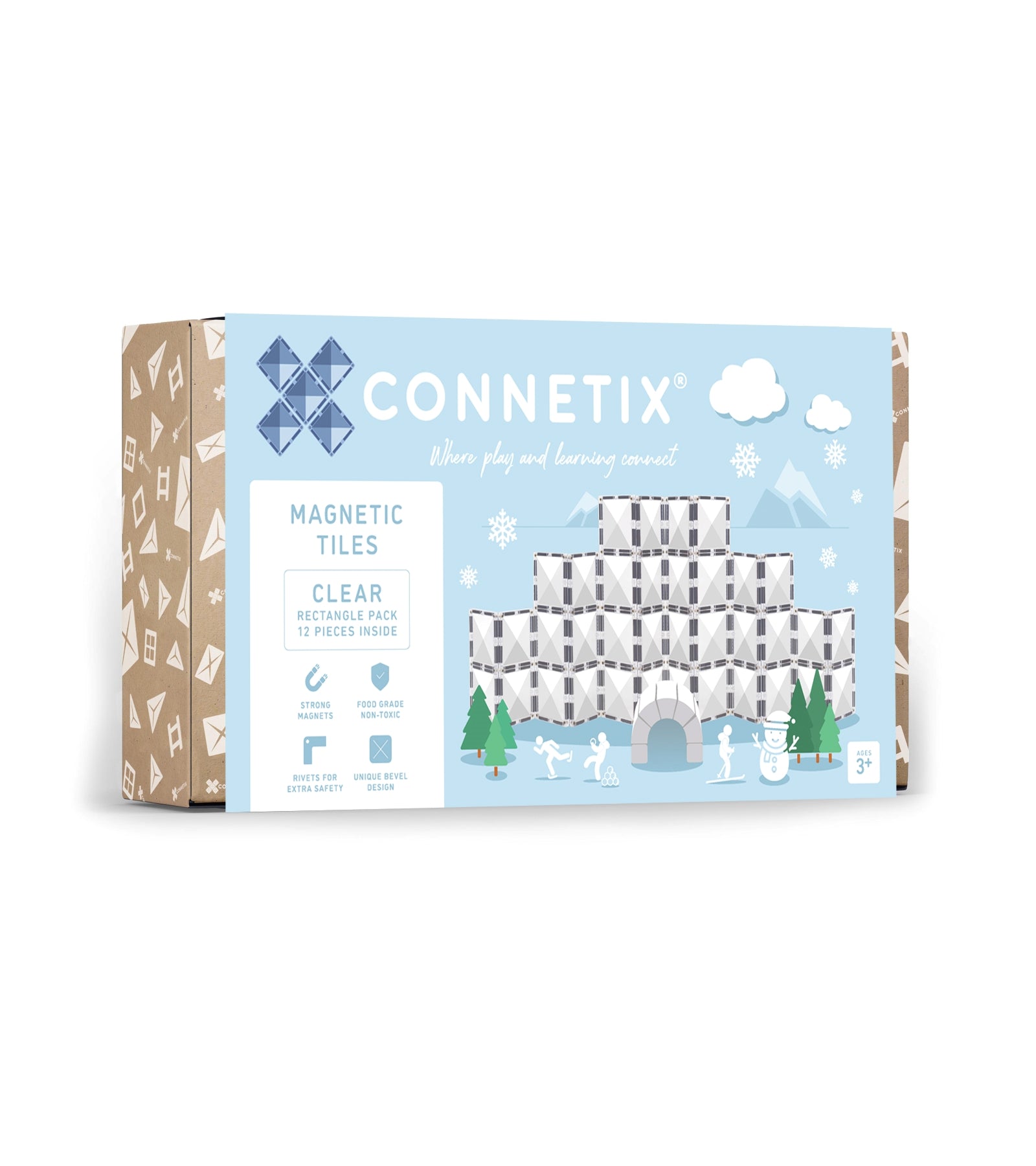 CONNETIX - Rectangle Clear Pack 12 stuks - magnetisch constructiespeelgoed