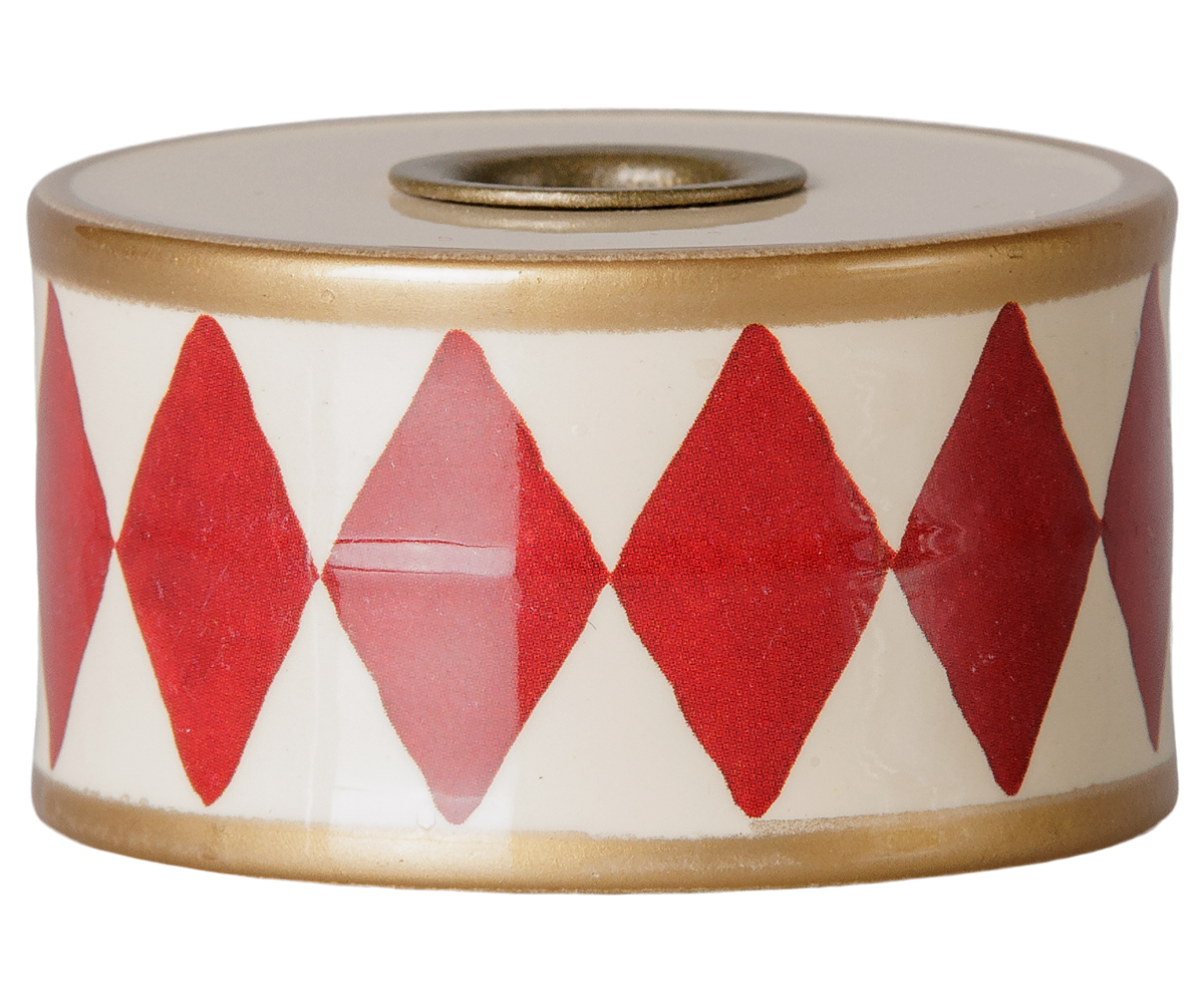 Maileg - Kaarsenhouder Trommel - Rood/Gebroken wit
