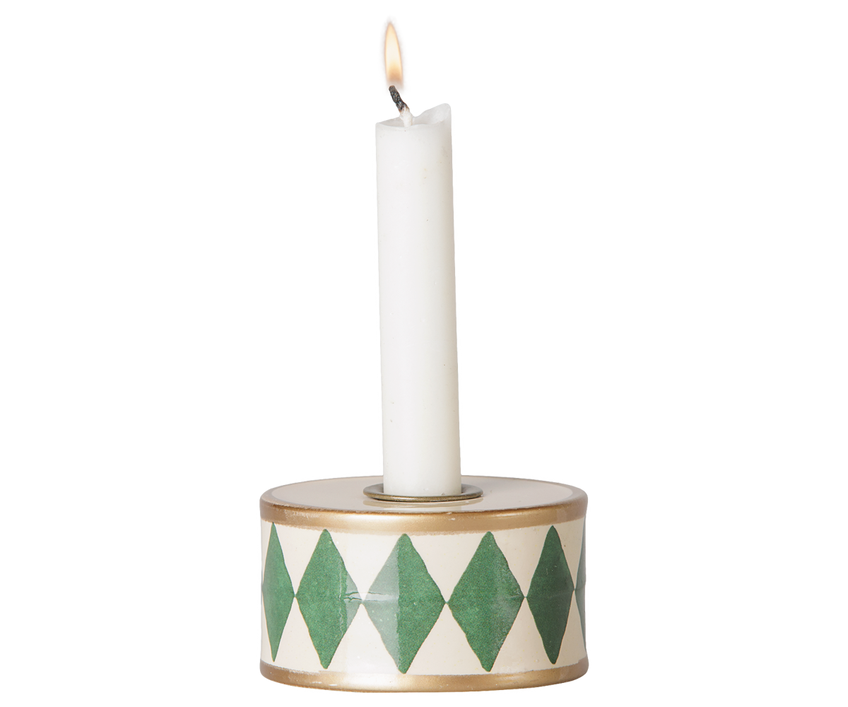 Maileg - Kandelaar Trommel - Groen/Gebroken wit