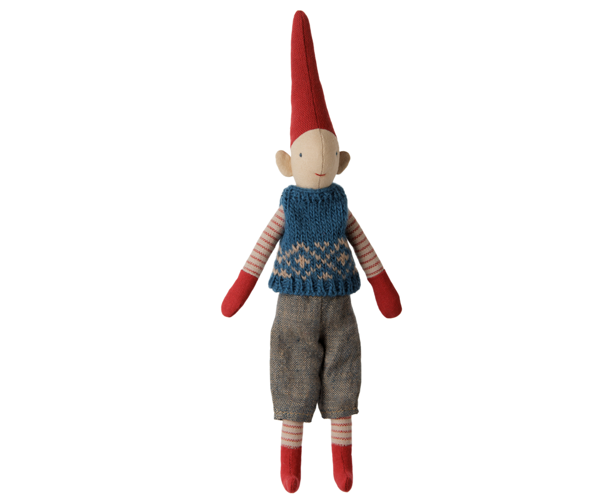 Maileg - Pixy Jongen Maat 1 - Blauw Gebreid Vest