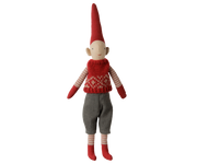 Maileg - Pixy Jongen Maat 1 - Rood Gebreid Vestje