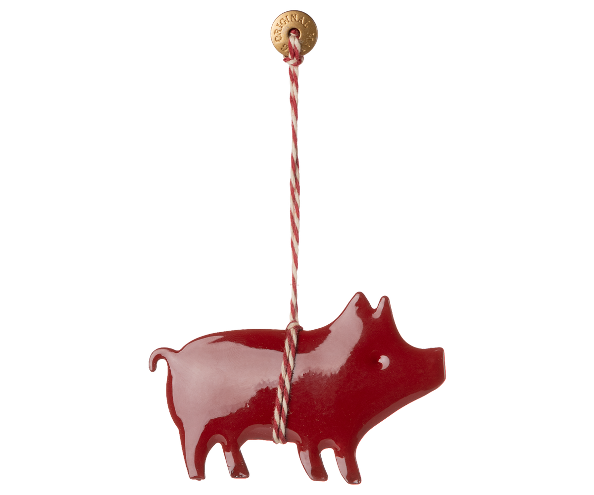 Maileg - Metalen Ornament Varken - Rood